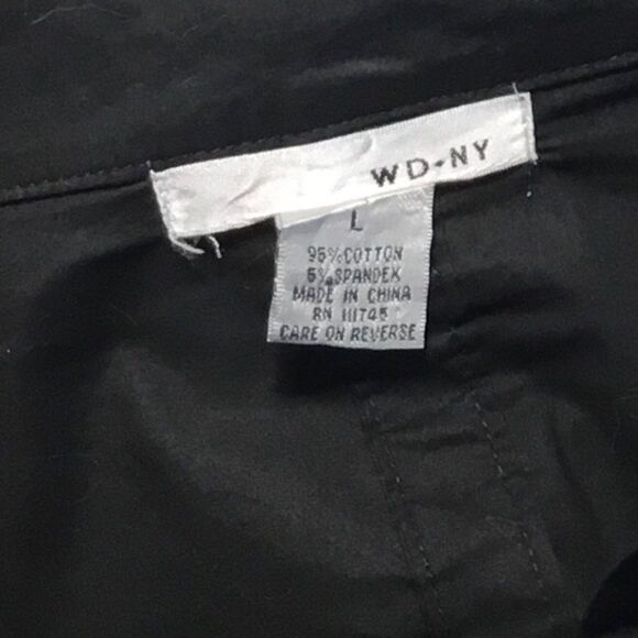 Black shirt dress button down back and front western style pleat front size L - Picture 8 of 8